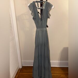 Altar'd State Blue Ruffled Maxi Dress